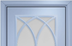 Дверь Оникс Турин с решеткой Тип:Со стеклом Цвет:эмаль голубая мдф Решетка:Решетка №7 картинка из объявления
