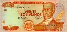 Банкнота 20 боливиано, старый выпуск. Боливия картинка из объявления