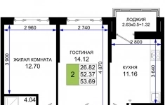 Продам 2 комнатную квартиру 53 м2 картинка из объявления