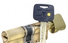 Цилиндр Mul-T-Lock Interactive+ ключ-вертушка (размер 40x65 мм) - Латунь, Шестеренка (5 ключей) картинка из объявления