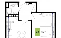 Продам 2 комнатную квартиру 45.7 м2 картинка из объявления