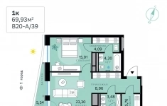 Продам 1 комнатную квартиру 69 м2 картинка из объявления