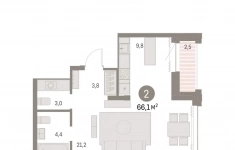 Продам 2 комнатную квартиру 65 м2 картинка из объявления
