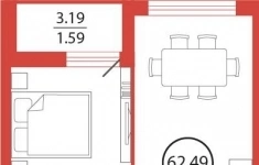 Продам 2 комнатную квартиру 62 м2 картинка из объявления