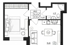Продам 1 комнатную квартиру 37.95 м2 в объявлении 10 фото Продам 1 комнатную квартиру 37.95 м2 картинка из объявления