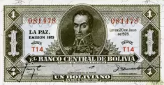 Банкнота 1 боливиано, Боливия картинка из объявления