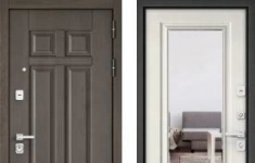 Дверь входная (стальная, металлическая) Бульдорс PREMIUM 90 Дуб шале серебро 9Р-115 с зеркалом quot;Шамбори светлыйquot; картинка из объявления