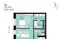 Продам 1 комнатную квартиру 58 м2 картинка из объявления
