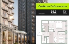 Продам 1 комнатную квартиру 35.3 м2 картинка из объявления