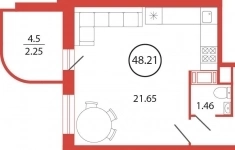 Продам 1 комнатную квартиру 48 м2 картинка из объявления