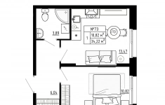 Продам 1 комнатную квартиру 34.22 м2 картинка из объявления