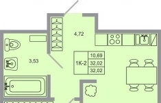 Продам 1 комнатную квартиру 32.02 м2 картинка из объявления