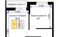 Продам 1 комнатную квартиру 37 м2 картинка из объявления