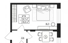 Продам 1 комнатную квартиру 38.65 м2 картинка из объявления