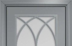 Дверь Оникс Турин с решеткой Тип:Со стеклом Цвет:Эмаль по RAL7040 МДФ Решетка:Решетка №7 картинка из объявления