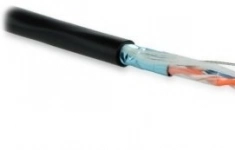 Hyperline FUTP2-C5-S24-OUT-PE-BK-500 (500 м) Кабель витая пара F/UTP, категория 5, 2 пары (24 AWG), одножильный (solid), экран - фольга, внешний, PE, -40°C – +60°C, черный картинка из объявления