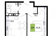 Продам 2 комнатную квартиру 43.8 м2 картинка из объявления