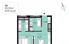 Продам 1 комнатную квартиру 45 м2 картинка из объявления