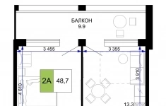 Продам 2 комнатную квартиру 48.7 м2 картинка из объявления