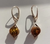Серьги янтарь в серебре, 925 проба, Прибалтика. картинка из объявления
