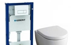 Унитаз подвесной Geberit iCon 204060000 безободковый с сиденьем, инсталляцией и клавишей смыва хром картинка из объявления