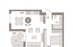 Продам 1 комнатную квартиру 54 м2 картинка из объявления