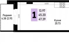 Продам 1 комнатную квартиру 47 м2 картинка из объявления