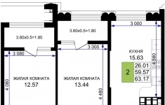 Продам 2 комнатную квартиру 63 м2 картинка из объявления
