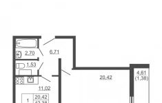 Продам 1 комнатную квартиру 43 м2 в объявлении 3 фото Продам 1 комнатную квартиру 43 м2 картинка из объявления
