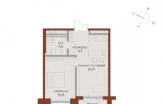 Продам 1 комнатную квартиру 48.3 м2 картинка из объявления