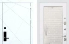 Дверь входная (стальная, металлическая) Баяр 1 ФЛ-291 Белый Пастораль quot;Силк сноуquot; с биометрическим замком (электронный, отпирание по отпечатку пальца) картинка из объявления