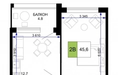 Продам 2 комнатную квартиру 45.6 м2 картинка из объявления