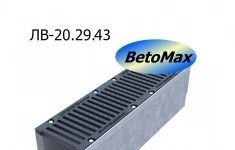 Комплект: лоток водоотводный Maxi BetoMax ЛВ-20.29.43-Б бетонный с решеткой чугунной ВЧ (Лоток BetoMax ЛВ-20.29.43–Б с РВ щель ВЧ кл.F (комплект) ) картинка из объявления