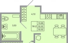 Продам 1 комнатную квартиру 32.02 м2 картинка из объявления