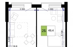 Продам 2 комнатную квартиру 49.4 м2 картинка из объявления