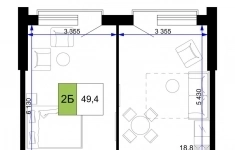 Продам 2 комнатную квартиру 49.4 м2 картинка из объявления