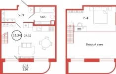 Продам 1 комнатную квартиру 53 м2 картинка из объявления