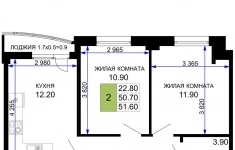 Продам 2 комнатную квартиру 51.85 м2 в объявлении 10 фото Продам 2 комнатную квартиру 51.85 м2 картинка из объявления