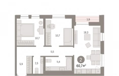 Продам 2 комнатную квартиру 60 м2 картинка из объявления