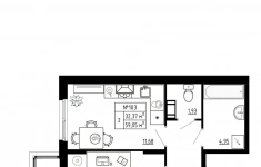 Продам 2 комнатную квартиру 59.05 м2 картинка из объявления