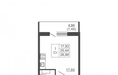 Продам 1 комнатную квартиру 26.89 м2 картинка из объявления