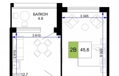 Продам 2 комнатную квартиру 45.6 м2 картинка из объявления