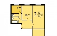 Продам 3 комнатную квартиру 60 м2 картинка из объявления