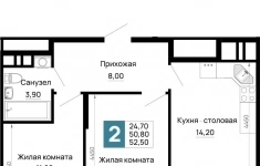 Продам 2 комнатную квартиру 52 м2 картинка из объявления