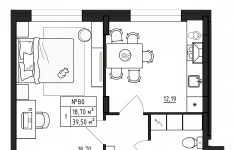 Продам 1 комнатную квартиру 39.5 м2 картинка из объявления