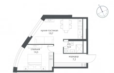 Продам 1 комнатную квартиру 46.6 м2 картинка из объявления