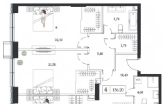 Продам 4 комнатную квартиру 136.2 м2 картинка из объявления