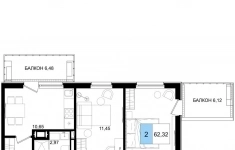 Продам 2 комнатную квартиру 62 м2 картинка из объявления