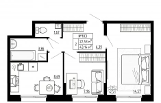 Продам 2 комнатную квартиру 43 м2 картинка из объявления