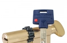 Цилиндр Mul-T-Lock Interactive+ ключ-вертушка (размер 35x60 мм) - Латунь, Шестеренка (5 ключей) картинка из объявления